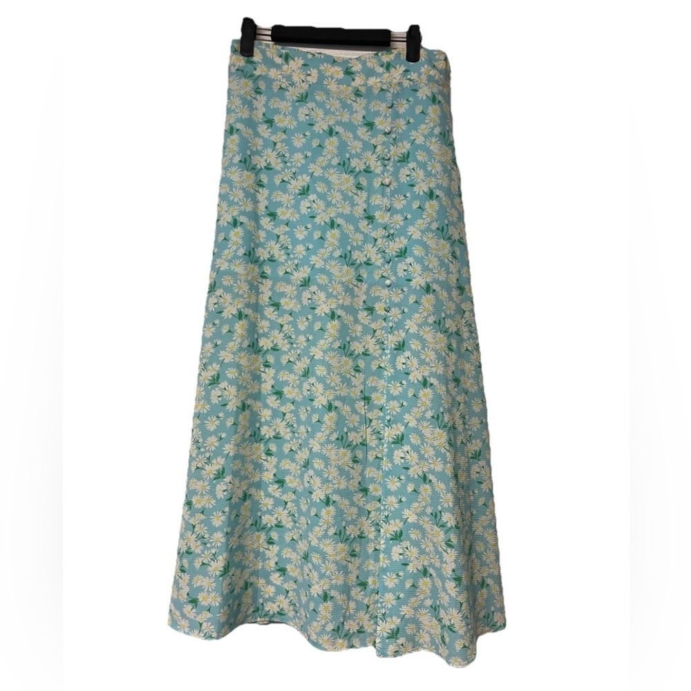 NWOT BCBGeneration Baby Blue Floral Print Maxi Skirt Size S coquette boho - Picture 2 of 9